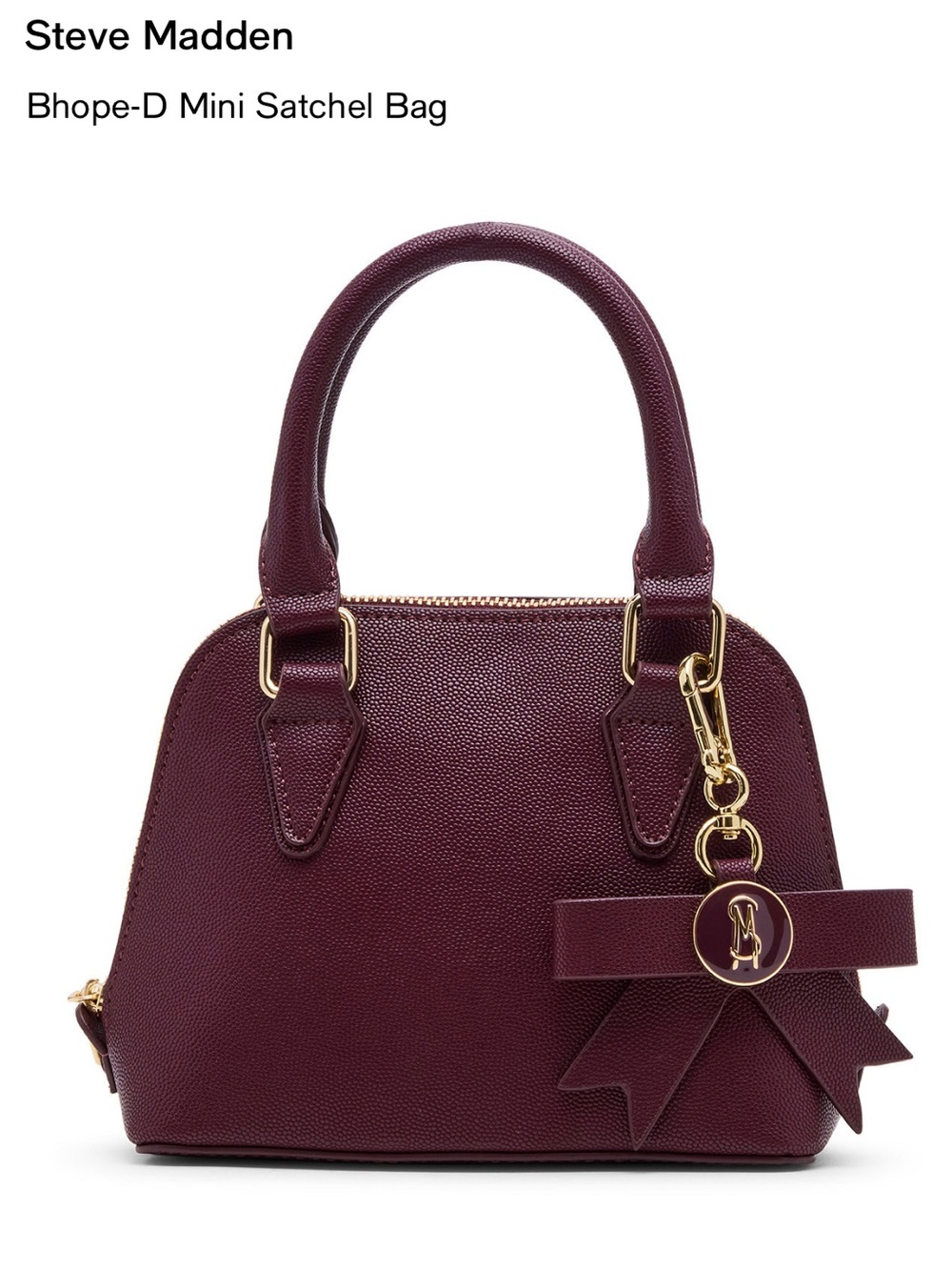 Steve Madden Mini Satchel Bag in Plum with Gold Hardware